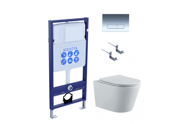 SET AQUATEK ВЕГА-1905-016 (рама AQUATEK Standard INS-0000012 с клавишей KDI-0000016 и крепежом KKI-0000002+унитаз ВЕГА AQ1905-00 с тонким сиденьем sc