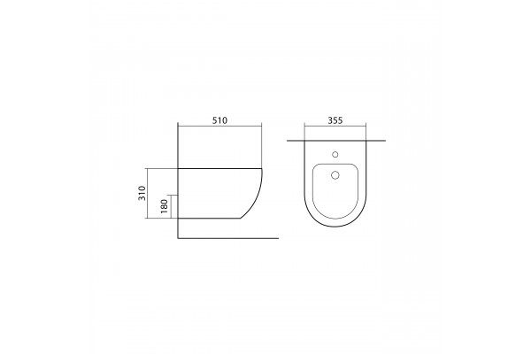 AQ1016-MB ЕВРОПА Биде подвесное 510*355*311, цвет черный матовый