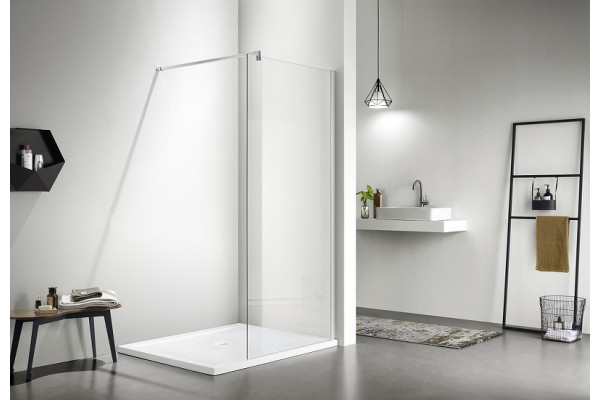 AQ WIW 14020CH Душевая перегородка Walk in с держателем 1400x2000 профиль хром, стекло прозрачное