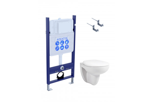 SET AQUATEK КАИР KKI/14 (рама AQUATEK Standard INS-0000014 и крепежаKKI-0000002 +унитаз AQ1170-00 КАИР с тонким сиденьем soft-close