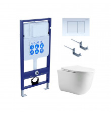 Set AQUATEK КЛАССИК cm (рама AQUATEK Standard INS-0000012 с звукоиз.прокладкой+крепеж KKI-0000002+кнопкаKDI-0000009+унитаз КЛАССИК AQ1112-00 с крышкой