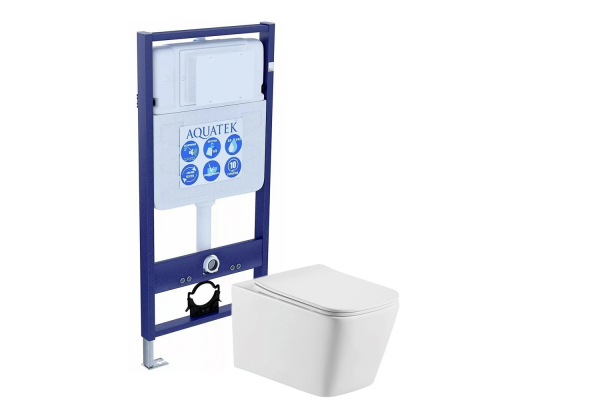 SET AQUATEK ЛИБРА (рама AQUATEK Standard INS-0000012(без клавиши и крепежа)+унитаз ЛИБРА AQ0530-00 с тонким сиденьем soft-close
