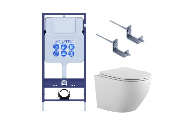 Set AQUATEK ЕВРОПА-KKI2 (рама AQUATEK Standard INS-0000012+звукоизоляционная прокладка+крепеж KKI-0000002+унитаз ЕВРОПА AQ1901-00+тонкое сиденье с ме