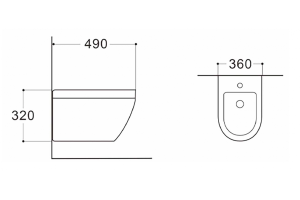 Биде подвесное AQUATEK ЛЕЯ AQ1099-00 490*360*320, крепеж