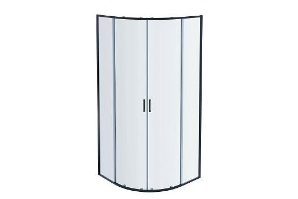 AQ ARI RO 08020BL Душевой уголок 1/4 круга, двери раздвижные 800x800x2000, профиль черный, стекло прозрачное