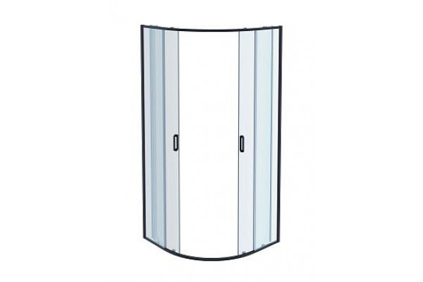 AQ ARI RO 08020BL Душевой уголок 1/4 круга, двери раздвижные 800x800x2000, профиль черный, стекло прозрачное