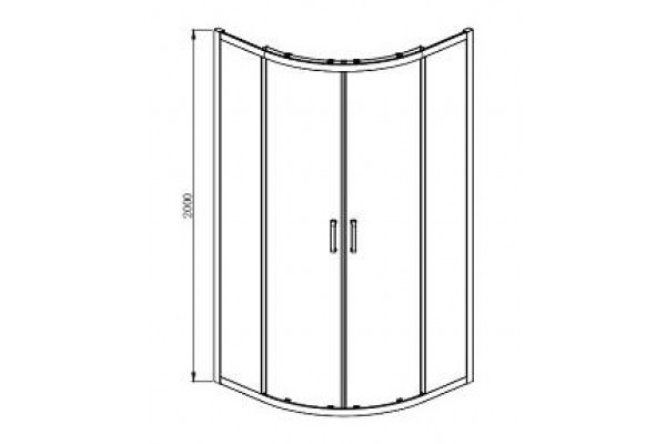 AQ ARI RO 08020BL Душевой уголок 1/4 круга, двери раздвижные 800x800x2000, профиль черный, стекло прозрачное