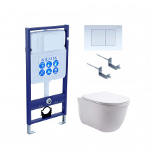 Set AQUATEK КЛАССИК (рама AQUATEK Standard INS-0000012 с звукоиз.прокладкой+крепеж KKI-0000002+кнопкаKDI-0000009+унитаз КЛАССИК AQ1111-00 с крышкой