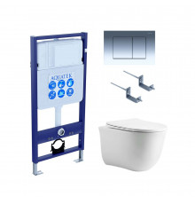 Set AQUATEK КЛАССИК cm (рама AQUATEK Standard INS-0000012 с звукоиз.прокладкой+крепеж KKI-0000002+кнопкаKDI-0000010+унитаз КЛАССИК AQ1112-00 с крышкой