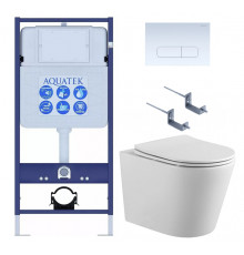 Унитаз с инсталляцией SET AQUATEK ВЕГА cmp-013 (инсталляция, подвесной унитаз, сиденье, клавиша, крепеж)
