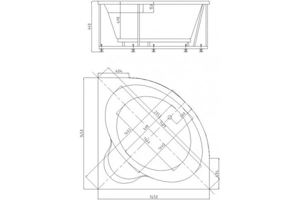 Ванна акриловая АКВАТЕК Ума 145x145 UMA145-0000001 (без гидромассажа)