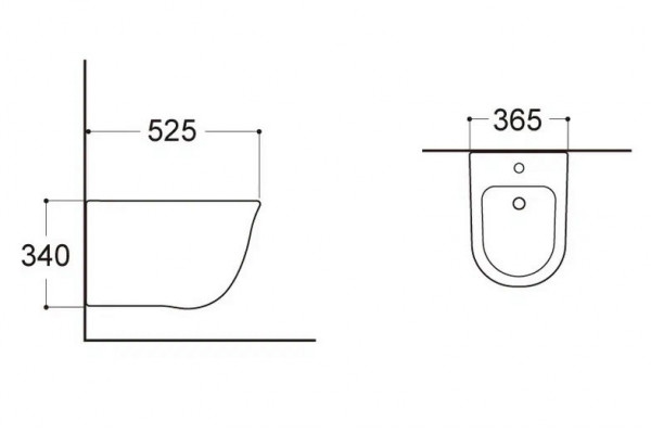 AQ1111-00 КЛАССИК Унитаз подвесной безободковый 525*365*340