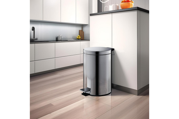 Корзина для мусора AQUATEK, с педалью, 8л, полир. хром AQ4992CR