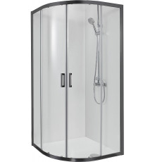 AQ ARI RO 10020BL Душевой уголок 1/4 круга, двери раздвижные 1000x1000x2000, профиль черный, стекло прозрачное