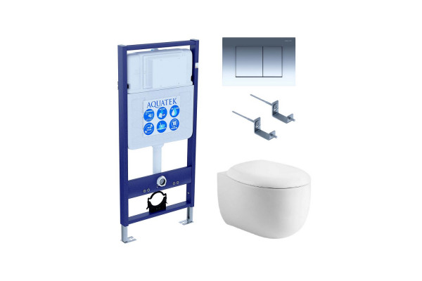 Set AQUATEK АЛЬТАИР (рама AQUATEK Standard INS-0000012 с звукоиз.прокладкой+крепеж KKI-0000002+кнопкаKDI-0000010+унитаз АЛЬТАИР AQ1980-00 с крышкой
