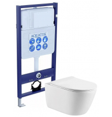 Комплект унитаз с инсталляцией Set AQUATEK ОБЕРОН с тонким сиденьем soft-close