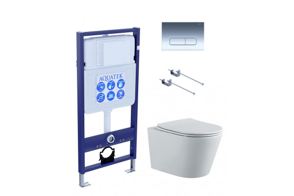 SET AQUATEK ВЕГА-1905-016: инсталляция AQUATEK Standard INS-0000012 + унитаз ВЕГА AQ1905-00 с тонким сиденьем sc + клавиша KDI-0000016 + крепеж KKI-0000001