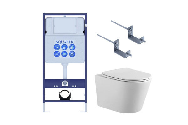 Set AQUATEK ВЕГА-KKI2 (рама AQUATEK Standard INS-0000012+звукоизоляционная прокладка+крепеж KKI-0000002+унитаз ВЕГА AQ1905-00+тонкое сиденье с механиз