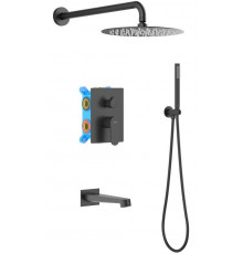Душевой комплект Set 4 в 1 AQUATEK ОБЕРОН,, матовый черный AQ1273MB