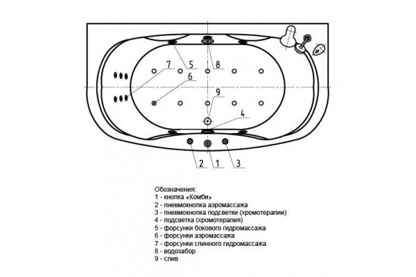 Акриловая ванна Акватек Мелисса 180x95 вклеенный каркас MEL180-0000031