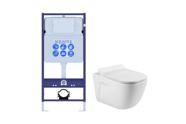 SET AQUATEK ДИВА (рама AQUATEK Standard INS-0000012(без клавиши и крепежа)+унитаз ДИВА AQ2012-00 с тонким сиденьем soft-close