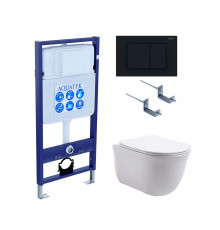 Set AQUATEK КЛАССИК (рама AQUATEK Standard INS-0000012 с звукоиз.прокладкой+крепеж KKI-0000002+кнопкаKDI-0000012+унитаз КЛАССИК AQ1111-00 с крышкой