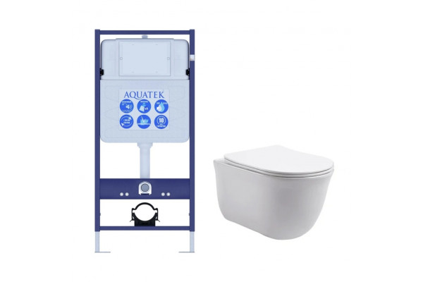 SET AQUATEK КЛАССИК cm (рама AQUATEK Standard INS-0000012(без клавиши и крепежа)+унитаз КЛАССИК AQ1112-00 с тонким сиденьем soft-close