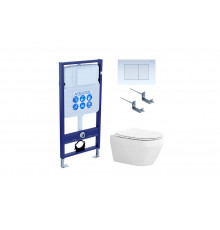 Set AQUATEK ЛЕЯ (рама AQUATEK Standard INS-0000012 с звукоиз.прокладкой+крепеж KKI-0000002+кнопкаKDI-0000009+унитаз ЛЕЯ AQ1199-00 с крышкой-сиденьем