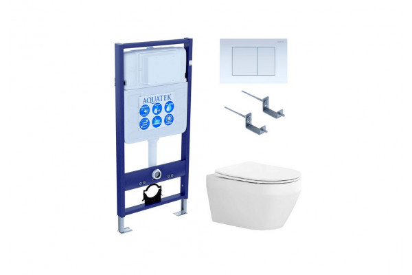 Set AQUATEK ЛЕЯ (рама AQUATEK Standard INS-0000012 с звукоиз.прокладкой+крепеж KKI-0000002+кнопкаKDI-0000009+унитаз ЛЕЯ AQ1199-00 с крышкой-сиденьем