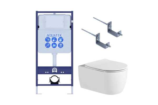 Set AQUATEK ЕВРОПА New-KKI2 (рама AQUATEK Standard INS-0000012+звукоизоляционная прокладка+крепеж KKI-0000002+унитаз ЕВРОПА AQ1106L-00+тонкое сиденье