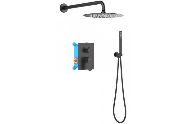Душевой комплект Set 3 в 1 AQUATEK ОБЕРОН, матовый черный AQ1272MB