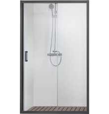 AQ ARI RA 10020BL Душевая дверь двухэлементная, раздвижная1000x2000 профиль черный, стекло прозрачное