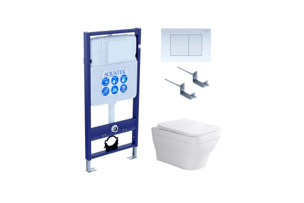Set AQUATEK АМАДЕО (рама AQUATEK Standard INS-0000012 с звукоиз.прокладкой+крепеж KKI-0000002+кнопкаKDI-0000009+унитаз АМАДЕО AQ1163-00+крышка-сиденье