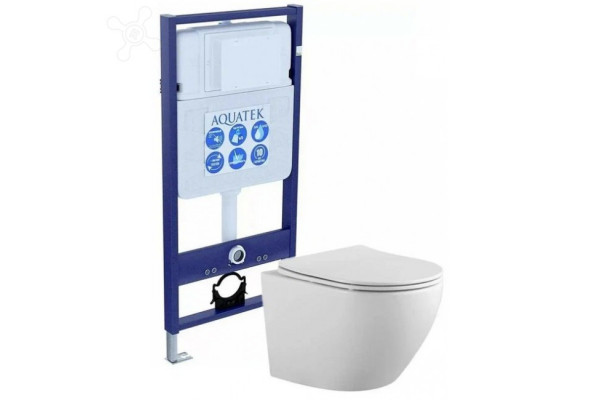 SET AQUATEK ЕВРОПА (рама AQUATEK Standard INS-0000012(без клавиши и крепежа)+унитаз ЕВРОПА AQ1900-00 с тонким сиденьем soft-close