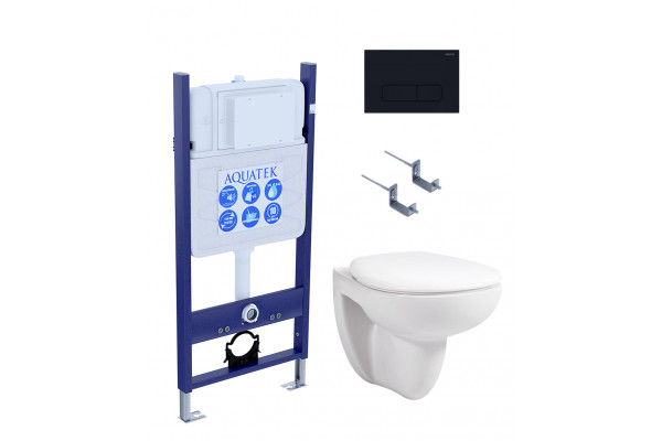 SET AQUATEK КАИР (рама AQUATEK INS-0000014+крепеж KKI-0000002+KDI-0000017+ унитаз КАИР AQ1170-00 с тонким сиденьем soft-close)