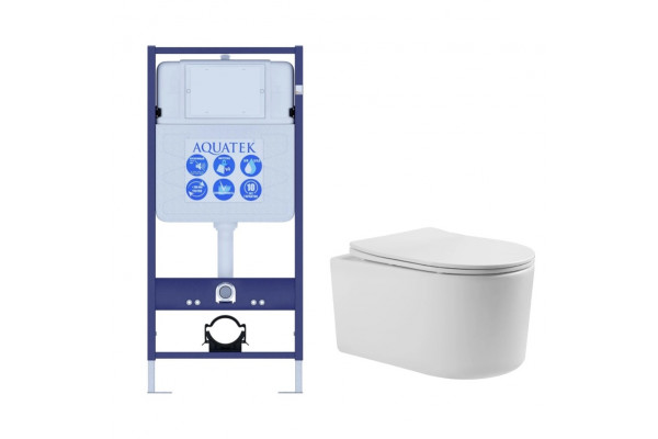 SET AQUATEK МИЯ (рама AQUATEK Standard INS-0000012(без клавиши и крепежа)+унитаз МИЯ AQ2004-00 с тонким сиденьем soft-close