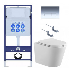 Унитаз с инсталляцией SET AQUATEK ВЕГА cmp-016 (инсталляция, подвесной унитаз, сиденье, клавиша, крепеж)