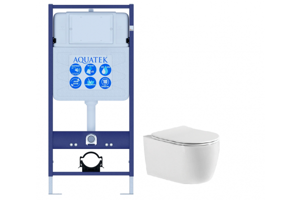 Set AQUATEK ЕВРОПА (рама AQUATEK Standard INS-0000012+звукоизоляционная прокладка+унитаз ЕВРОПА AQ1106-00+тонкое сиденье с механизмом плавного закрыва