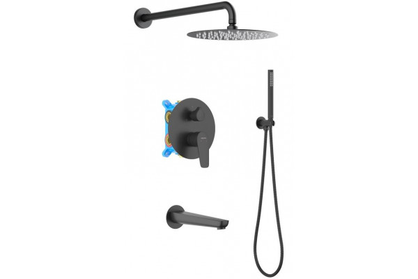 Душевой комплект Set 4 в 1 AQUATEK БЕТТА, матовый черный AQ1173MB