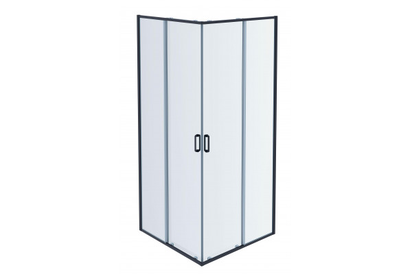 AQ ARI KV 08020BL Душевой уголок квадратный, двери раздвижные 800x800x2000, профиль черный, стекло прозрачное