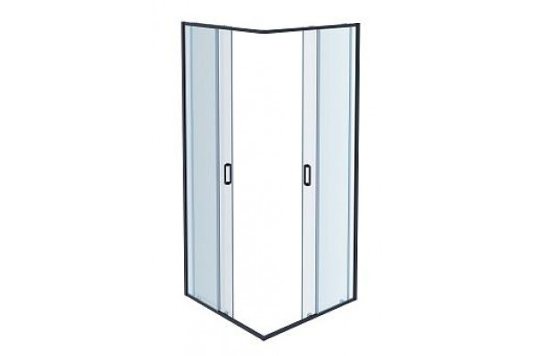 AQ ARI KV 08020BL Душевой уголок квадратный, двери раздвижные 800x800x2000, профиль черный, стекло прозрачное