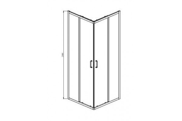 AQ ARI KV 08020BL Душевой уголок квадратный, двери раздвижные 800x800x2000, профиль черный, стекло прозрачное