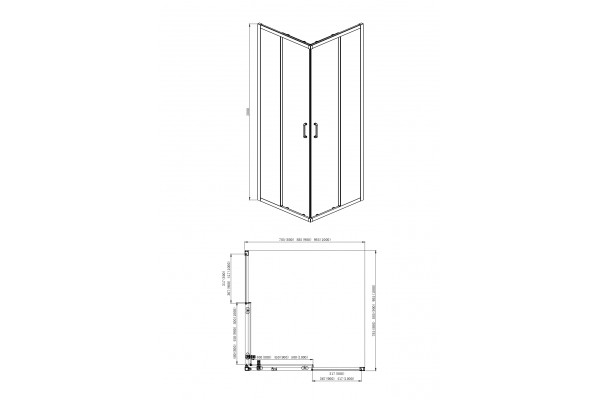 AQ ARI KV 09020CH Душевой уголок квадратный, двери раздвижные 900x900x2000 профиль хром, стекло прозрачное