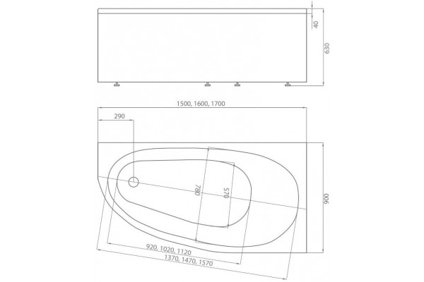 Ванна акриловая АКВАТЕК Дива правая 160x90 DIV160-0000002 (без гидромассажа)