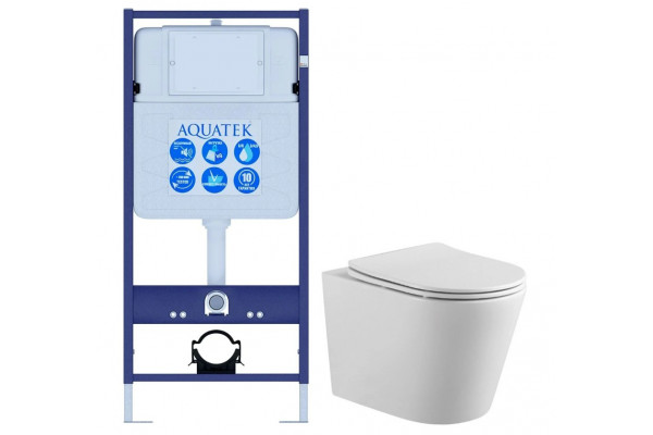 SET AQUATEK ВЕГА cmp (рама AQUATEK Standard INS-0000012(без клавиши и крепежа)+унитаз компакт ВЕГА AQ1904-00 с тонким сиденьем soft-close