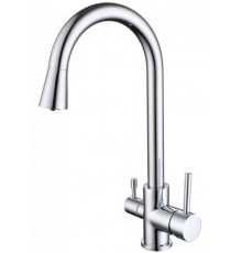 Смеситель для кухни AQUATEK AQ1085CR с подключением к фильтру воды, полукруглый излив