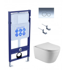 SET AQUATEK БЕТТА KDI18(рама AQUATEK Standard INS-0000012 с клавишей KDI-0000018 и крепежом KKI-0000002+унитаз БЕТТА AQ1253W-00 с тонким сиденьем soft