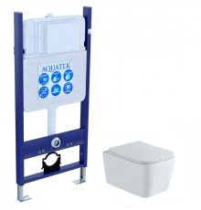 SET AQUATEK ЛИБРА N-14 cm: Рама AQUATEK Standard INS-0000014 без клавиши и крепежа + Унитаз ЛИБРА New компакт AQ1148N-00 с тонким сиденьем soft-close