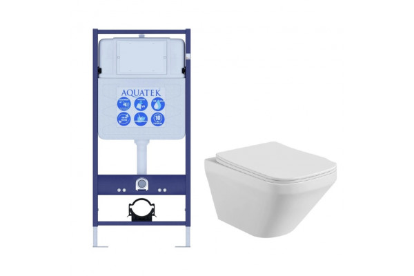 SET AQUATEK ЛИРА (рама AQUATEK Standard INS-0000012(без клавиши и крепежа)+унитаз ЛИРА AQ1155-00 с тонким сиденьем soft-close