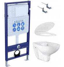 SET Комплект 4 в 1 (Aquatek рама Standart INS-0000012 с крепежом KDI-0000002 + Grohe Bau Ceramic унитаз 39427000 с сиденьем (с микролифтом) 39493000)